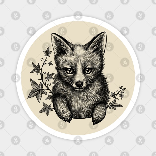 Fox drawing Magnet by juliavector